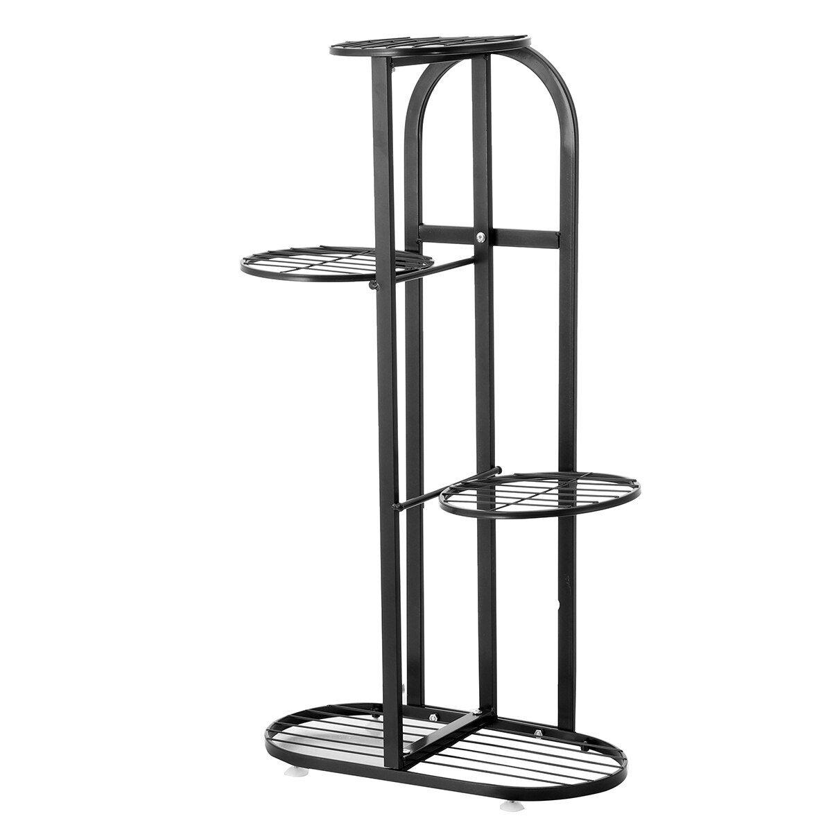 Metal 4 Layers Flower Stand Pots Holder Plants Shelves Display Rack Garden Home Decor Indoor Outdoor Planter Display Organizer: Black