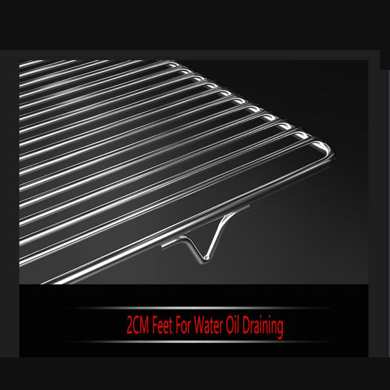 Lebensmittel 304 Edelstahl 40-100cm großes Rechteck Grill rost Grill Grill Drahtgitter Maschen netz mit 2cm Fuß zum Ablassen von Wasser öl