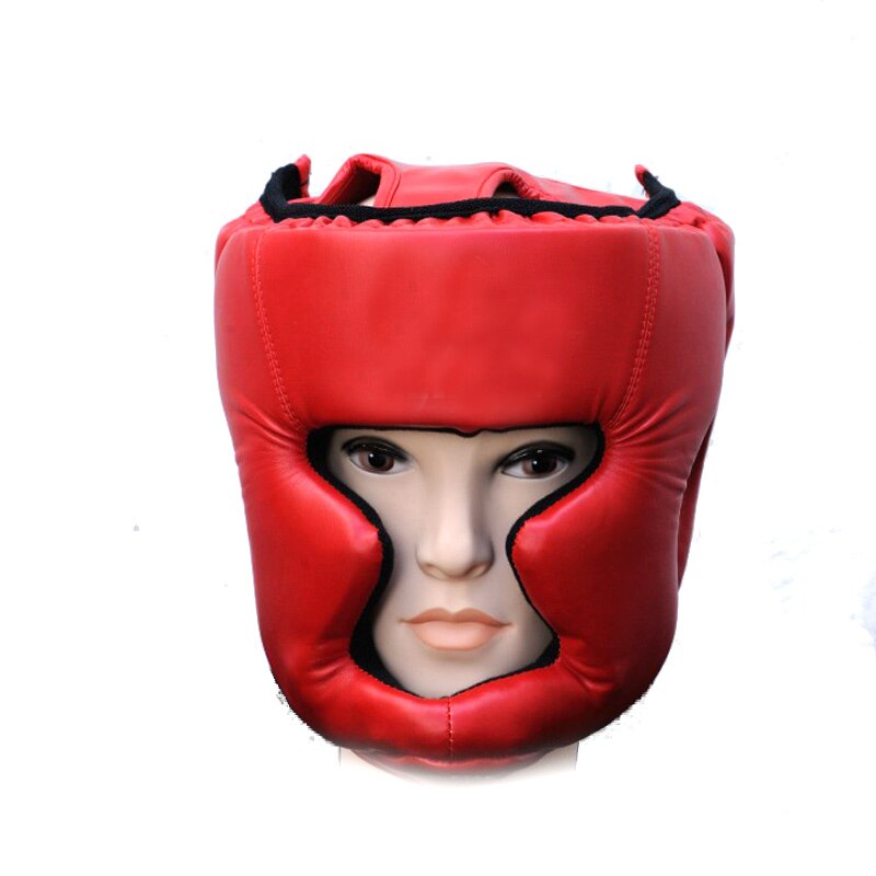 Trening hodebeskyttelse hjelm boksing hodeplagg skinn mma hodeplagg ansiktsbeskytter kamphodebeskyttelse sparringhjelm 3 farger
