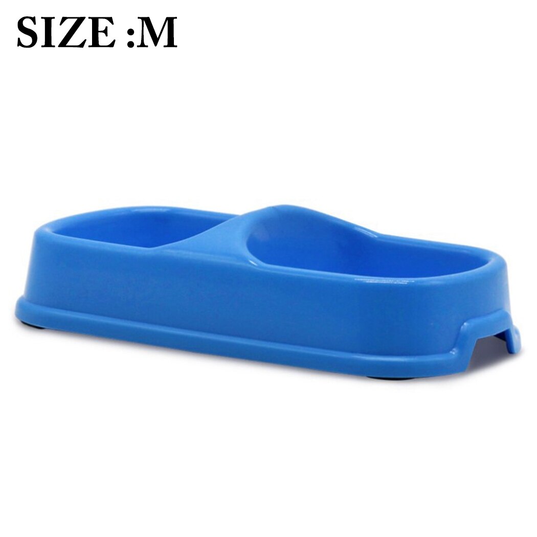 1PCS Pet Bowl Anti-skid Double-bowl Pet Food Bowl Pet Feeder Bowl PP Plastic Cat Bowl Non-slip Pet Feeders for Cats: M dark blue