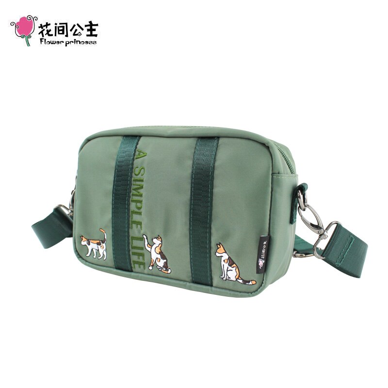 Blumenprinzessin damen-umhängetasche, kleine sommer-schultertasche aus Nylon, reise-Bote-tasche für Teenager-mädchen, bestickte handtasche