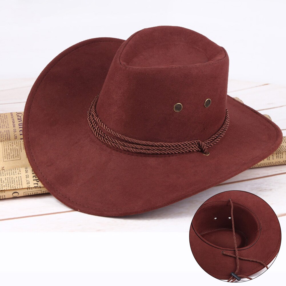 Sombrero de vaquero occidental plegable protector solar amplio borde Artificial de verano de cuero
