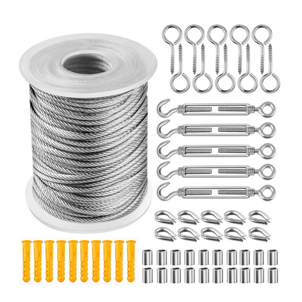 30/20/15/10 M Outdoor Light Hanging Kit Wire Rope Steel PVC Coated Flexible Wire Rope Clothesline Cable Acero Tendedero Ropa