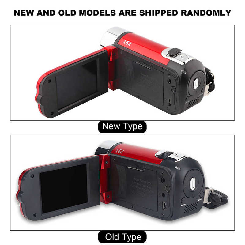 Schermo da 2.4 pollici videocamera HD 640x480 HD 16X videocamera DV digitale ad alta definizione videocamera Vlog per Picnic all'aperto per feste a casa: Red US Plug