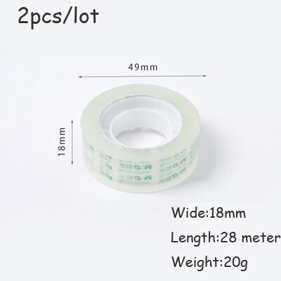 Sharkbang 2 Stks/partij 12Mm 18Mm Breedte Huisdier Transparante Sticker Tape Adhesive Handbook Sticky Hand Scheuren Tapes School Leveranciers: 18mm wide 2pcs