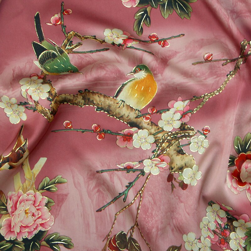 Blomst træ fugl delikat høj kvalitet behagelig blød efterligning silke imitation sky garn klud tøj diy stof kunst stoffer: 1