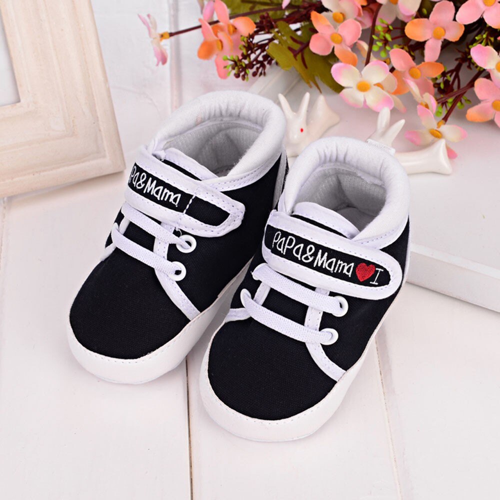 Baby First Walkers Infant Kid Boy Girl Soft Canvas I Love Papa & Mama Letters Printed Toddler Shoes Infant First Walkers Shoes