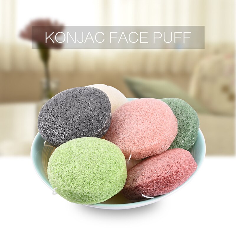 Natuur Ronde Vorm Konjac Spons Gezicht Spons Cosmetische Puff Herbruikbare Konjac Puff Facial Cleaner Huid Schoon