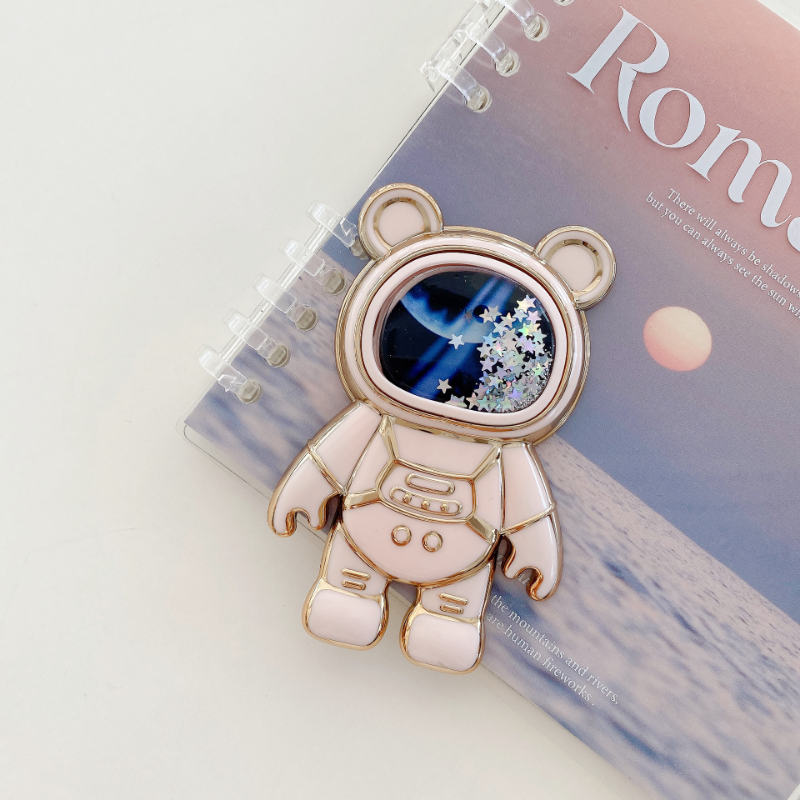 Faltbare Desktop Halterung Kawaii Cartoon Ständer Nette Flüssigkeit Treibsand Astronaut Ständer Halter Telefon Halter Schreibtisch Zubehör: Orange