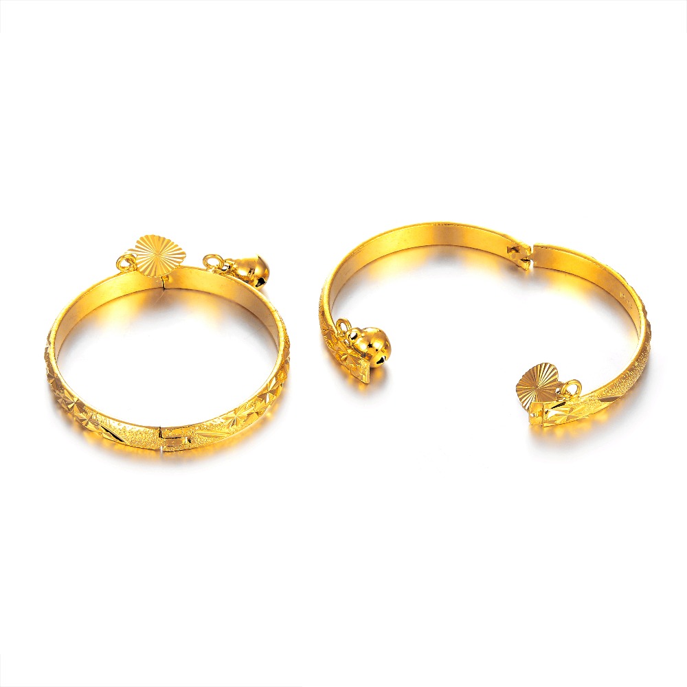 Ethlyn 2 st/lot guldfärgad armring för flickor/bebis/barn berlock gypsophila armband klockor hjärta smycken barn jul  b132