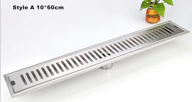 10x40cm Large Modern Brass Grille shape Bathroom Floor Waste Grate Shower Drain Drainer Bathroom Sanitary Floor Drain 58089: Rose
