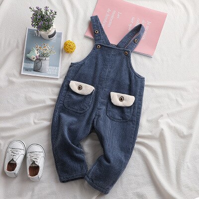 Kinderoveralls herfst baby jongens en meisjes koreaanse stijl corduroy overalls baby jumpsuits kinderen jongens casual bodysuit: Blauw / 12m