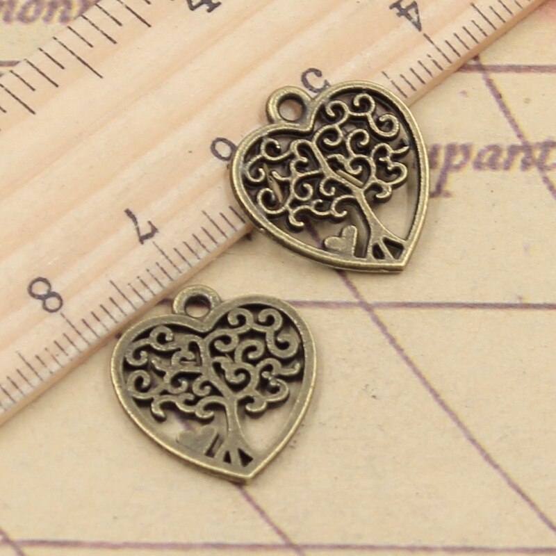 20pcs Charms Heart Life Tree 17x19mm Tibetan Bronze Silver Color Pendants Antique Jewelry Making DIY Handmade Craft: Antique Bronze Plated