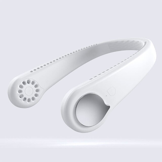 mini USB lato szyja przenośny Fand wentylator z pałąkiem na kark 360 okrągły miękki wiatr wiatrak chłodzący USB ładowanie urządzenia podróżnego leniwy Sporty: biały