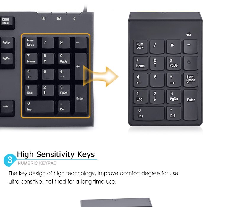 Pour la comptabilité caissier ordinateur portable tablettes petite taille 2.4GHz sans fil numérique pavé numérique 18 touches clavier numérique