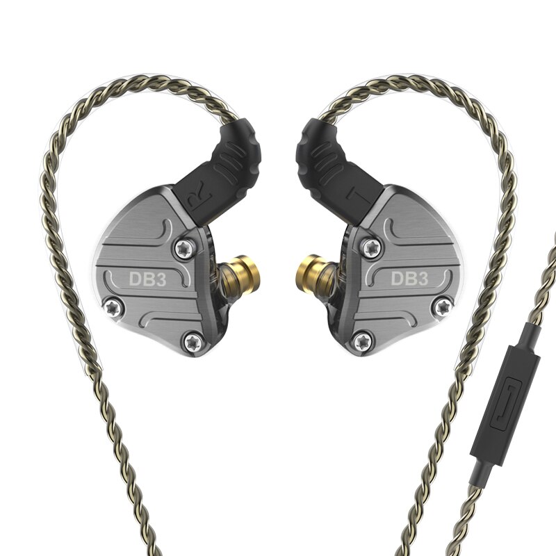 NICEHCK DB3 1BA + 2DD hybride 3 unités de pilote dans l'oreille écouteur moniteur en cours d'exécution Sport écouteur HIFI casque écouteurs IEM DJ Stage 2Pin: Black with mic