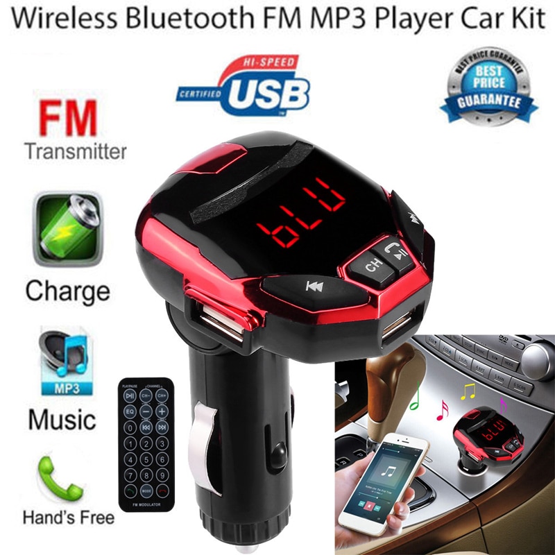 Iron Man Draadloze Auto Bluetooth Lcd Fm-zender Radio Adapter Usb Charger Mp3 Speler Sd Remote Auto Laders Audio Spelers