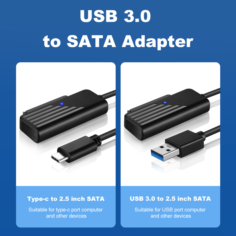 Zexmte USB 3.0 TO SATA Adapter USB A/C TO SATA 2.5 INCH Cable Support SATA HDD/SSD Hard Drive Up to 4TB Plug and Play