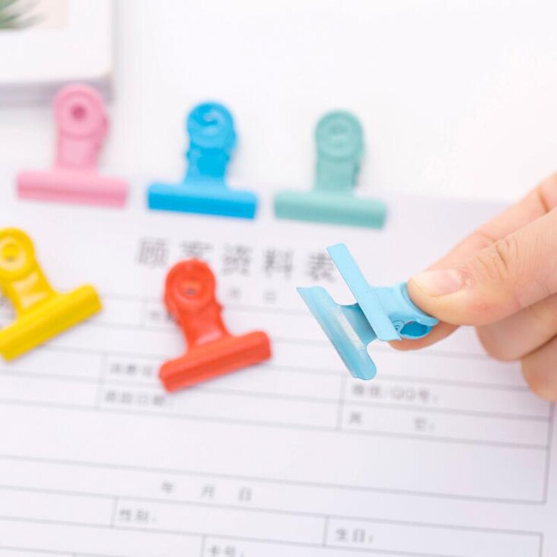 Clip de Metal de Color caramelo para oficina, suministros de papelería para encuadernación, carpeta de billetes, Color rosa, rojo, azul y naranja