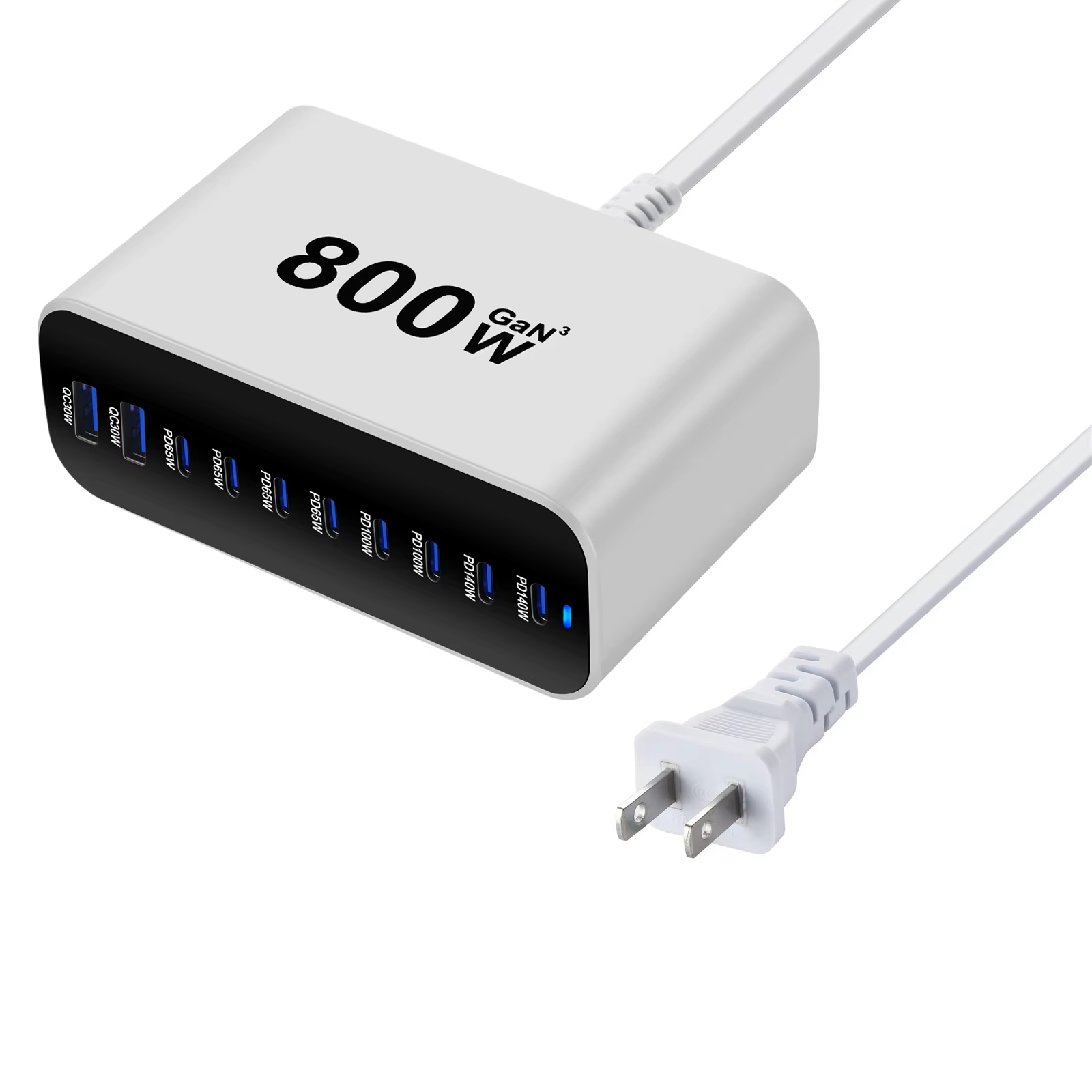 800w 8 c 2a usb c laddare bärbar laddningsstation med 10- portar bordsladdare för mobiltelefoner surfplattor och mer: De