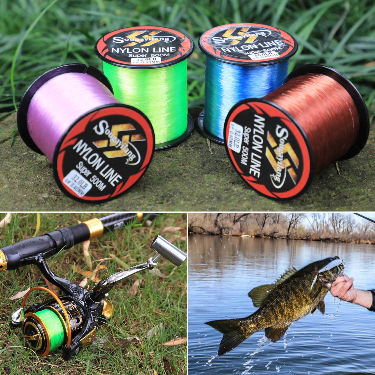 Sougayilang 500m nylon fiskesnøre 11-36.3lb fiskeline fører line synkende line fiskeline glat pesca