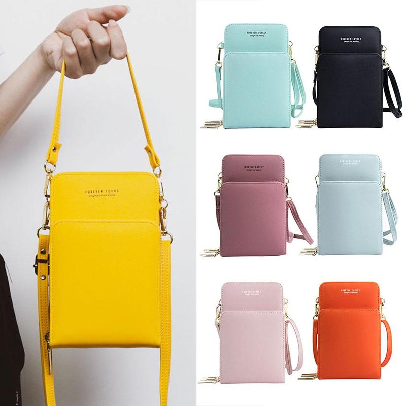 solid color multifunctional ladies shoulder wallet V6K5