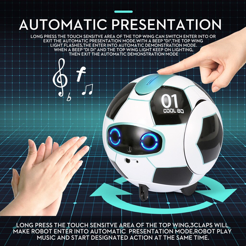 HIINST FX-J01 CoolBO Soccer Intelligent Voice Recognition Touch Control Obstacle Avoidance Sing Dance RC Educational Robot Toy