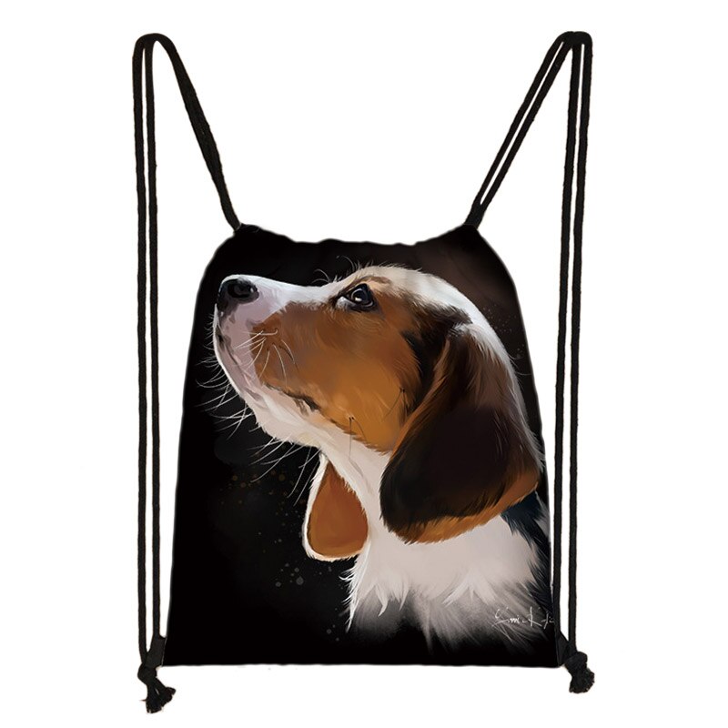 Sød yorkshire terrier / shiba inu / beagle / bulldog snøre taske dame opbevaringstaske hvalp hund rejsetasker rygsæk: Skdbeagle 11