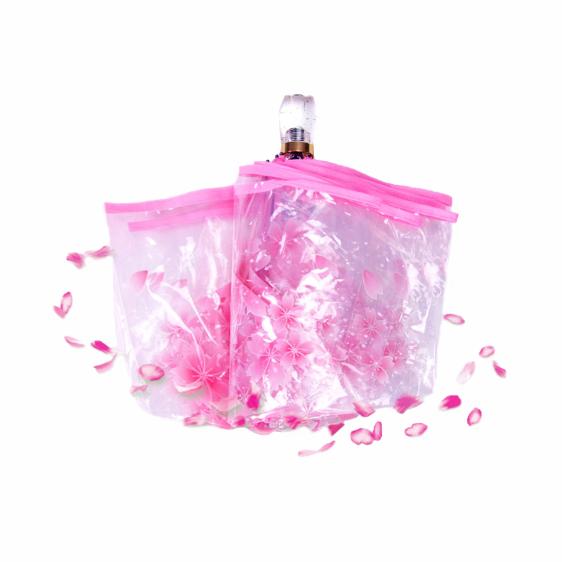 Guarda-chuva transparente estilo transparente, guarda-chuva para mulheres, dobrável, clássico, cereja, flor transparente, compacto, 2019