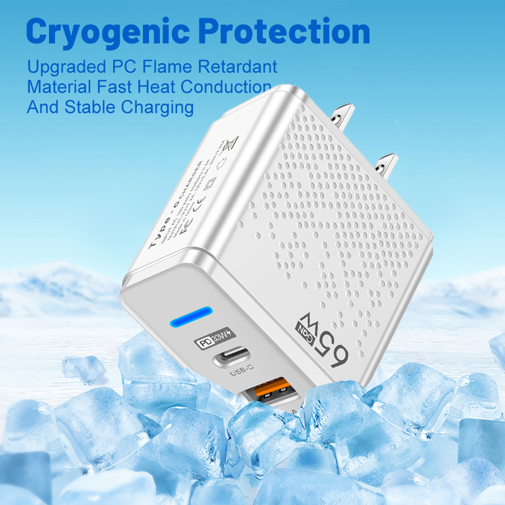 65W GaN Charger EU US Plug Adapter Laptop Fast Charging For iPhone USB Type C Quick Charger Mobile Phone USB Charger