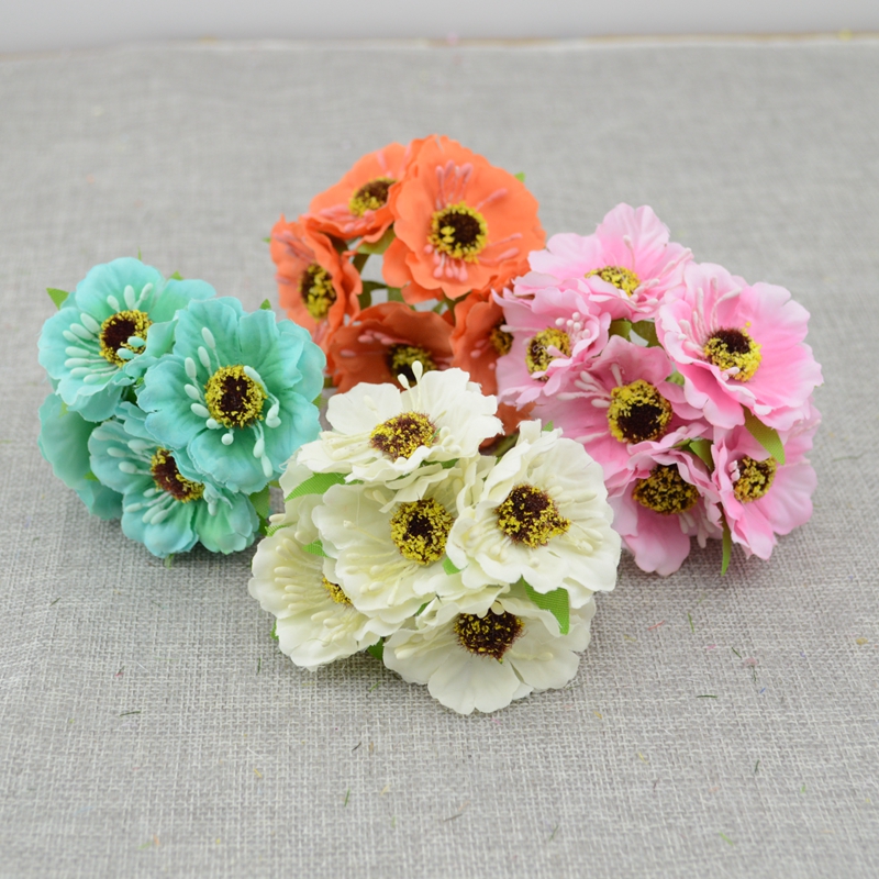 6 Stks/partij Cherry Blossom Kunstbloemen Trouwauto Vaas Voor Thuis Decoratie Bruid Boeket Handgemaakte Zijden Planten
