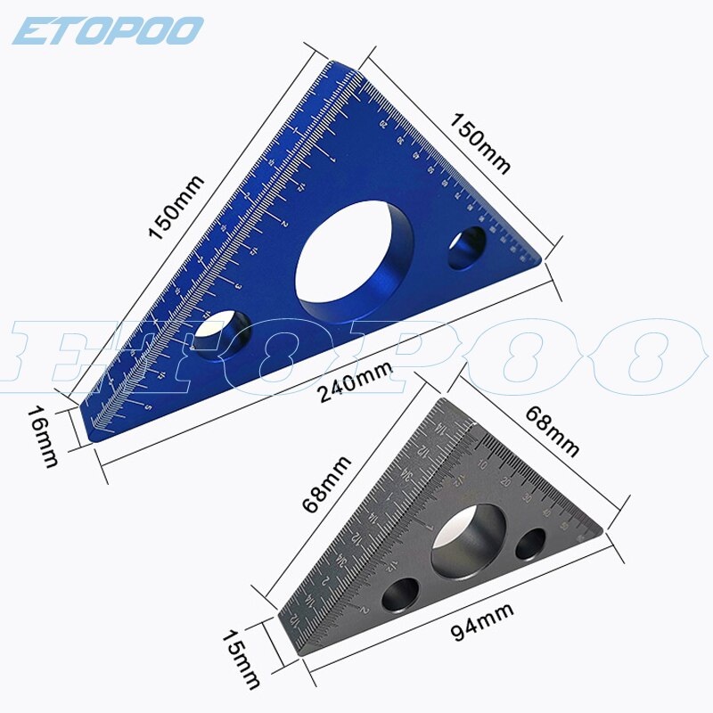 Aluminum right-angle ruler carpentry triangle height meter imperial Metric DIY tool carpentry tool