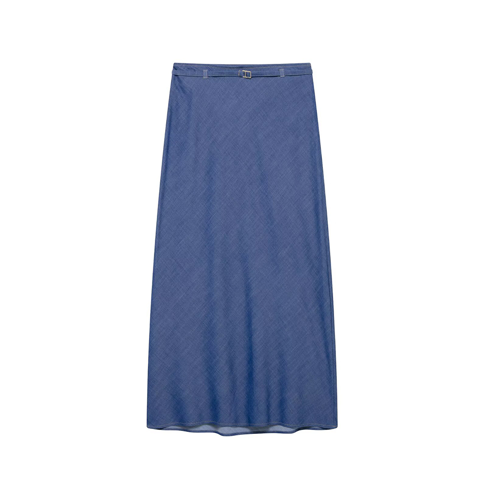 2025 printemps/été produit femmes décontracté Cowboy mince ceinture jupe longue Simple et polyvalent déplacements confortable Hal: L