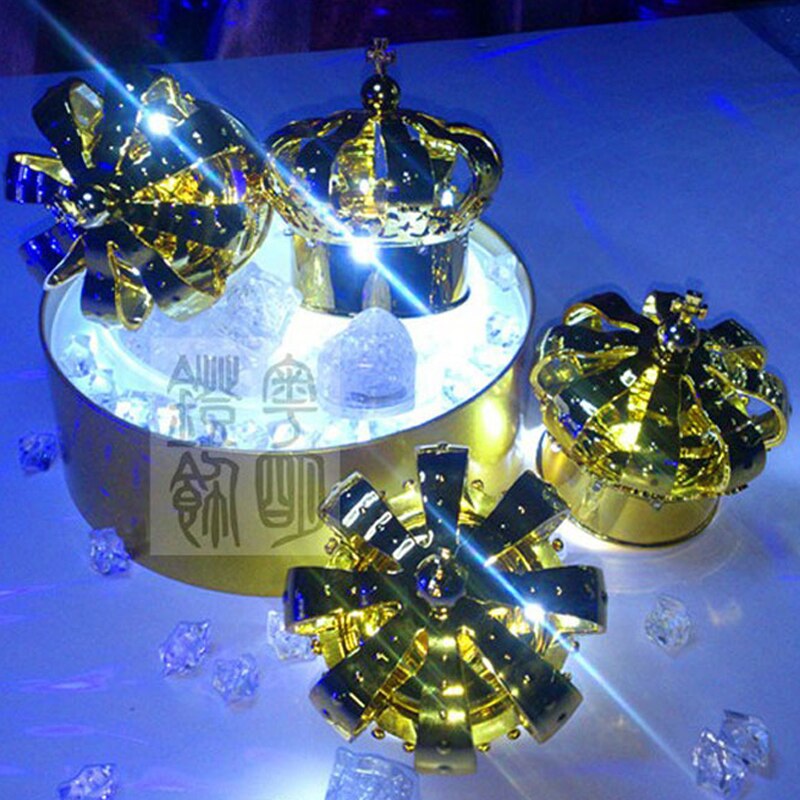 Led gylden krone vinflaske cover mousserende champagne indretning lampe cap bar flaske prop is spand fest/bryllup bar forsyninger