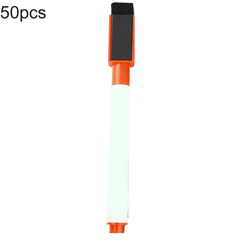 SALES! 50Pcs Erasable Magnetic Dry Whiteboard Markers Drawing Pen Eraser Stationery: Red