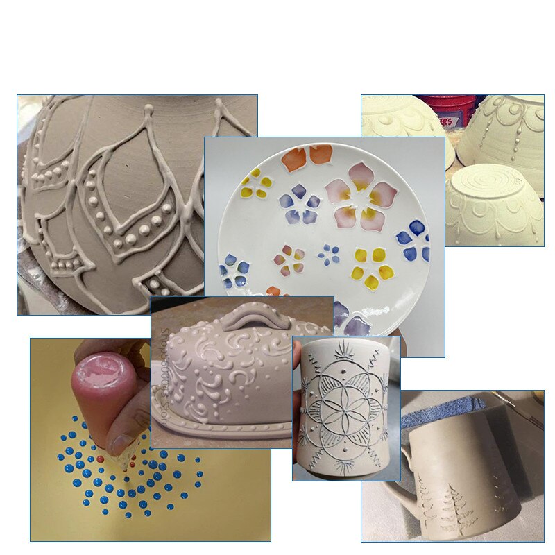 Botella de pintura de barro de cerámica de 50ml, botella de barro exprimible, multiaguja, textura DIY, esmalte para colorear de cerámica, herramienta de escultura de arcilla pintada