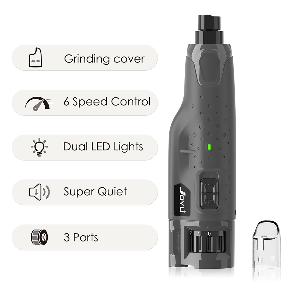 Dog Nail Grinder Dustproof with 2 LED Light - Super Quiet Powerful 6-Speed Nail Trimmer File for Small Medium Large Dogs dog acc: GRAY