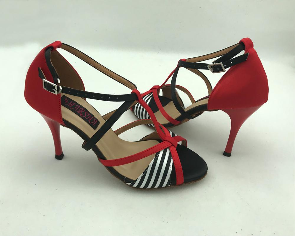 Zapatos de baile latino profesionales a la para mujer, zapatos de salón para salsa tango, zapatos de boda y de satén rojo 6232B-BRS