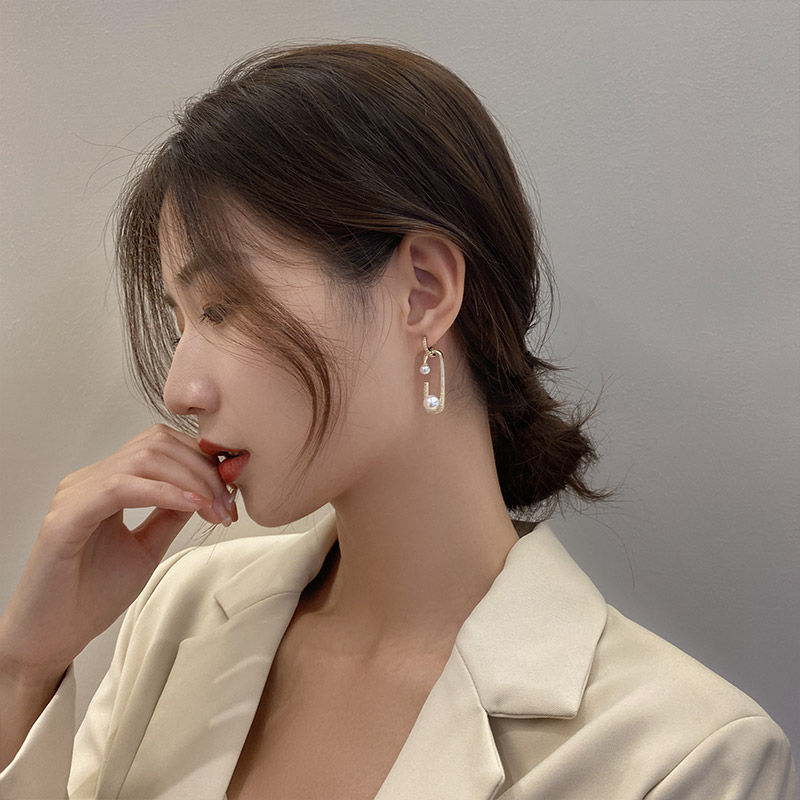Perle firkantet geometrisk pin dangle øreringe til kvinder koreanske smykker luksus piger fest øre smykker