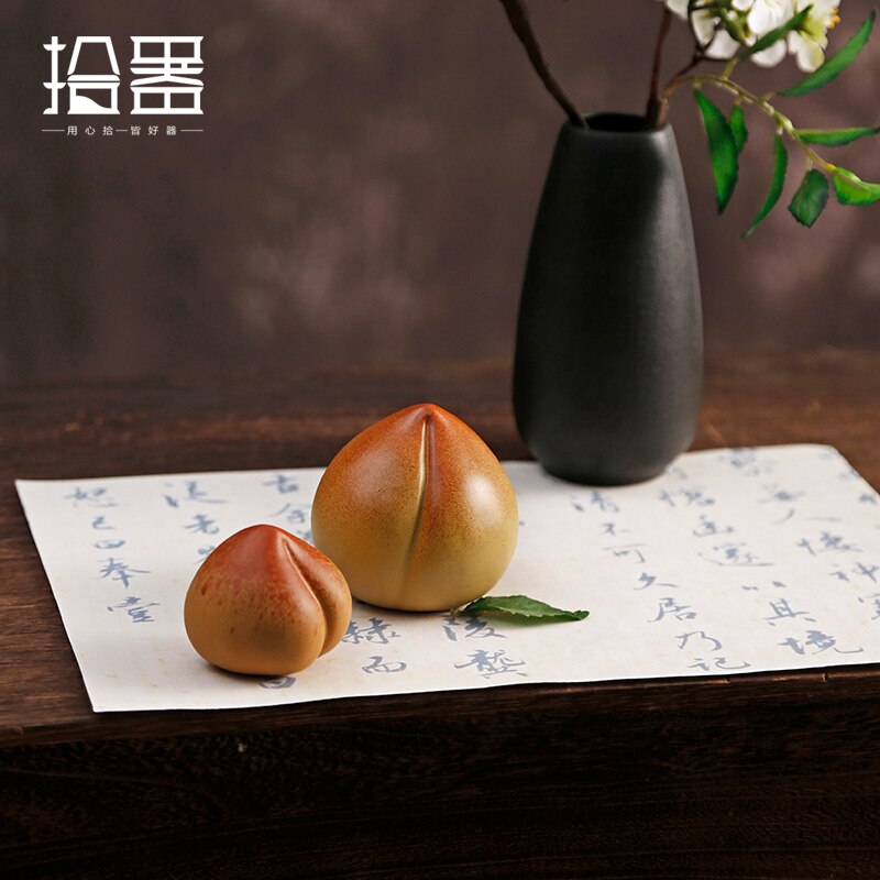 Yixing – service à thé en argile violette, poterie, véritable Mini-pêche, Kung Fu chinois, plateau à thé, accessoires de décoration pour la maison,
