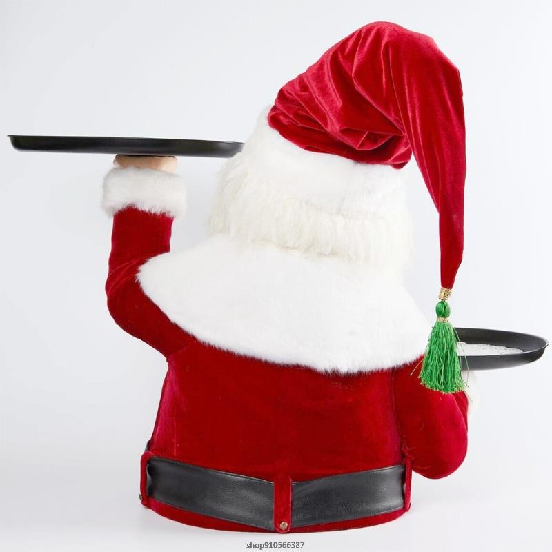 Christmas Santa Snack Holder Fruit Plate Decoration Resin Material Santa Statue Home Decoration Afternoon-tea Cake