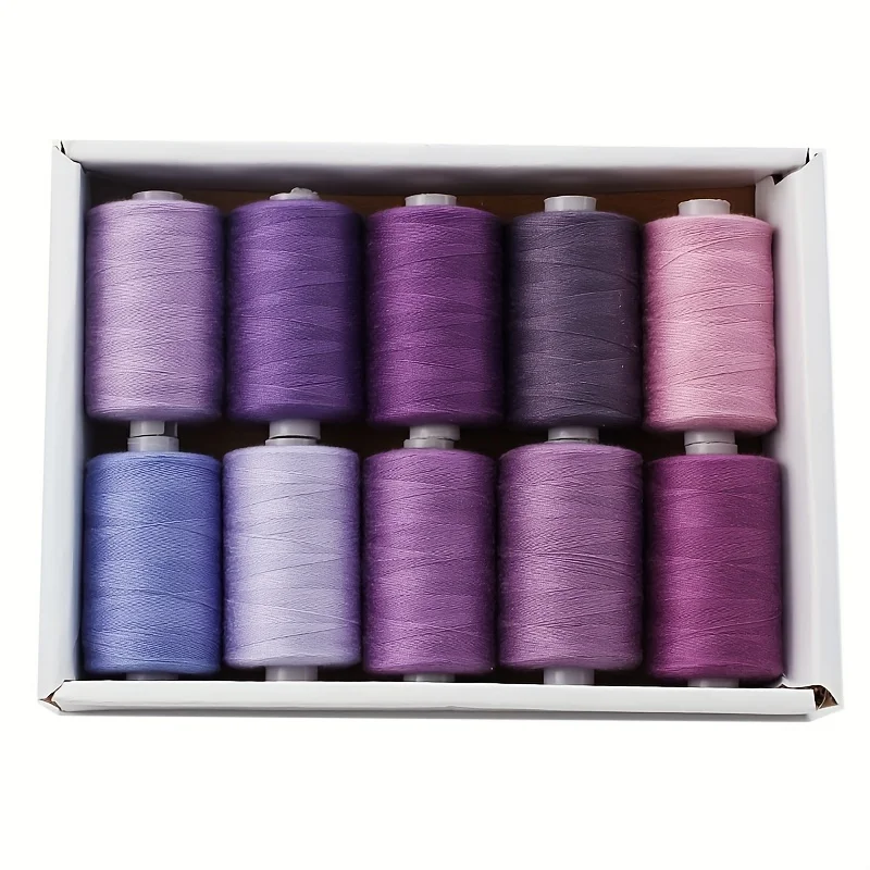 Kleur 402 Hand Naaigaren 1000 Yards Naaimachine Draad DIY Thuis Polyester Draad 10 Kleur Naaigaren Set: YELLOW