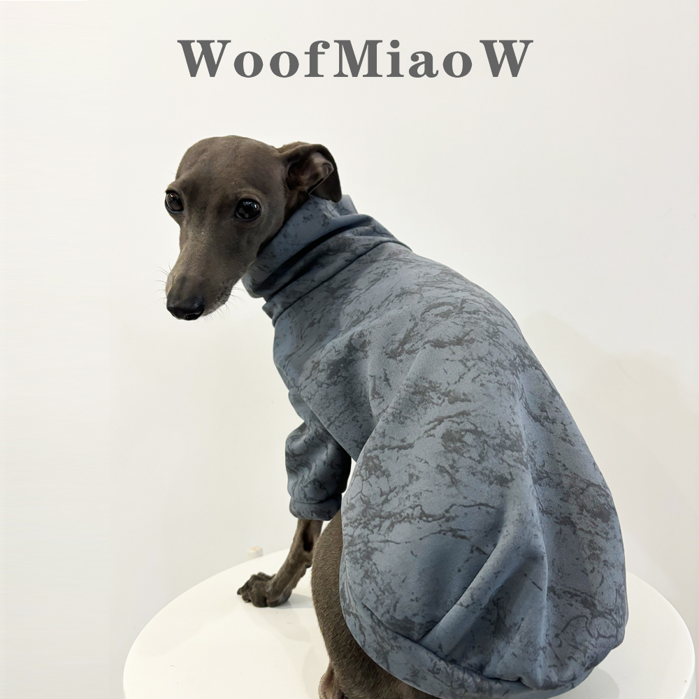 Italian Greyhound and Whippet clothing deep blue print zipper jacket outerwear windproof and warm stylish clothes