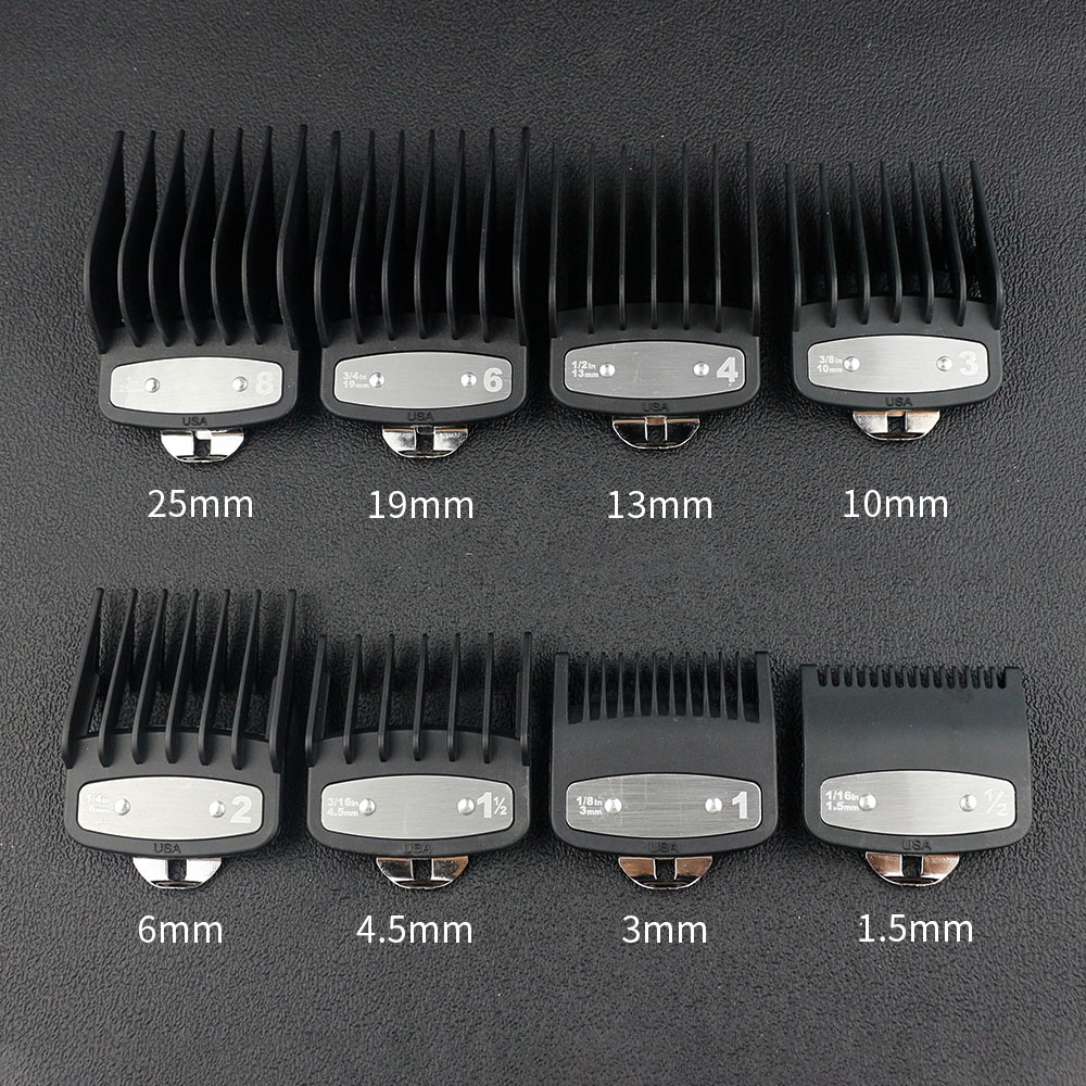 8pcs/10pcs universal hair clipper limit comb guide attachment set for wahl clippers hair clipper combs hair cutting guide comb: 8Pcs-Black