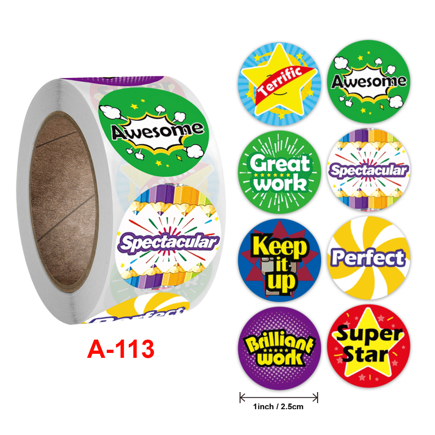 500 Pcs/Roll English Cartoon Animal Stickers Teacher Reward Students Stickers Self-adhesive Stationery Stickers: green