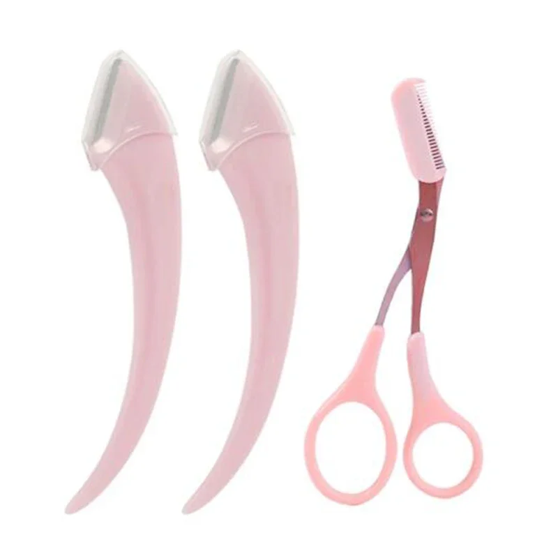 1/2/3Stck Für Frauen Augenbraue Schere Mit Kamm Stirn Trimmer Schaber Augenbraue Trimmen Messer Augenbraue Gesicht rasiermesser: Gebürstetem Durcheinander