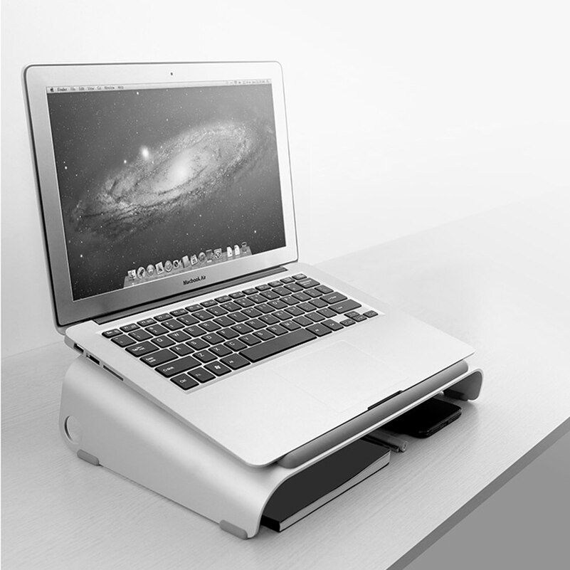 15,6 Zoll Aluminium Laptop Stand Schreibtisch Halfter Halterung Kühlung Pad für MacBook Profi mit Lagerung Kasten für 87 Schlüssel Mechanische tastatur