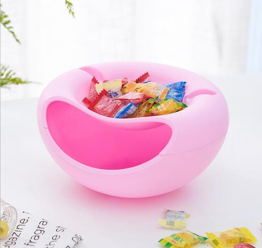 Modern Living Room Shape Lazy Snack Bowl Plastic Double Layers Snack Storage Box Bowl Lazy Fruit Melon Seeds Plate Bowl