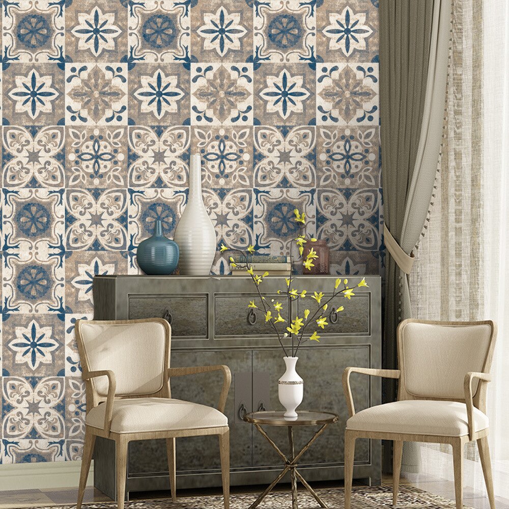 Telha adesivos de parede auto adesivo telhas do banheiro retro simulação telhas à prova ddiy água diy pvc bens para casa e cozinha