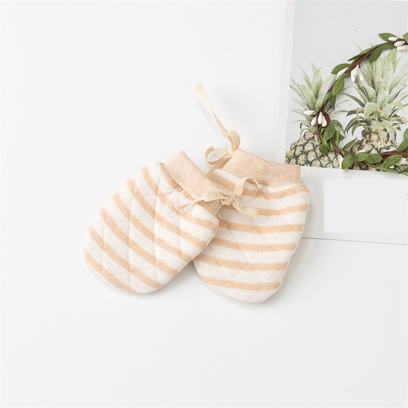 Baby Mittens Soft Comfortable Glove For Newborn Boy Girl Organic Cotton Baby Gloves Mittens Warm Infant Accessorie Mitten: Wide stripe